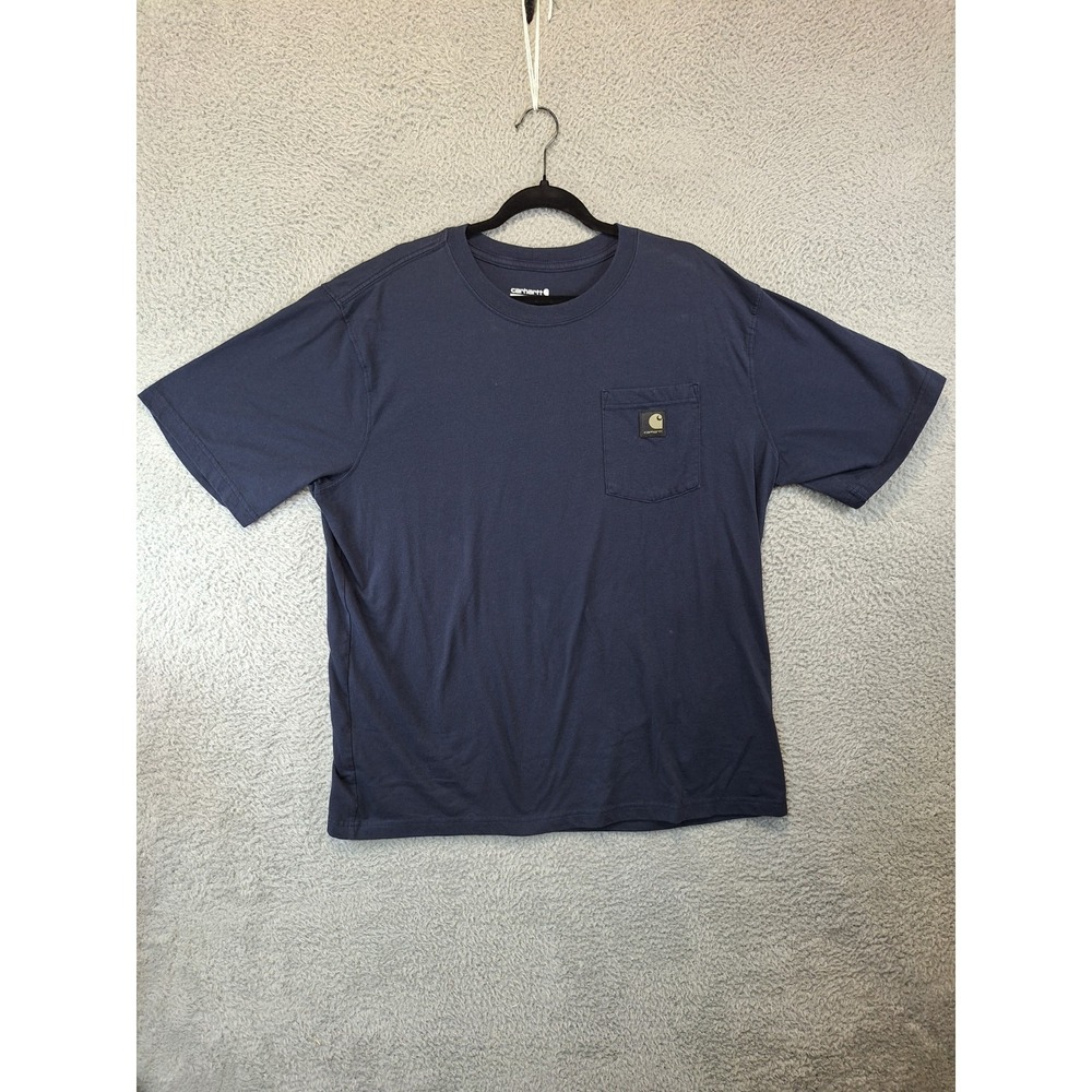 Carhartt Pocket T Shirt Mens XL Navy Camo Graphic Back Relaxed Fit Lightweight